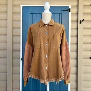 Magnolia Boutique Tan Jacket with Pink Accents